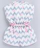 Snuggly MONKEY Poplin Sleeveless Chevron Printed & Bow Applique Detailed Jumpsuit - White