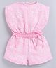 Snuggly MONKEY Poplin Sleeveless Floral Printed & Bow Applique Detailed Jumpsuit - Baby Pink