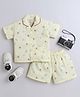 The Magic Wand Cotton Woven Half Sleeves Airplanes Printed Coordinating Night Suit Set - Yellow