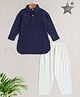 The Magic Wand Rayon Full Sleeves Ethnic Embroidered Sequins Embellished Pathani Kurta & Pyjama Set - Navy Blue