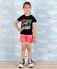 The Mom Store Cotton Half Sleeves Say Yes To New Adventures Text Printed Top & Shorts Set - Multi Colour