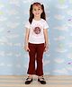 The Mom Store Cotton Half Sleeves Catch Your Dreams Text Printed Top & Flared Pant Set - Multi Colour