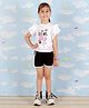 The Mom Store Cotton Flutter Sleeves Girl Text Printed Top & Shorts Set - Multi Colour