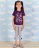 The Mom Store Cotton Half Sleeves Butterflies Printed Top & Bow Applique Detailed Leggings Set - Multi Colour