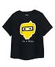 Guugly Wuugly Super Soft Combed Compact Cotton Knit Half Sleeves Skin Friendly I Am Ninja Text Printed Tee - Black