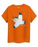 Guugly Wuugly Super Soft Combed Compact Cotton Knit Half Sleeves Seagull Printed Skin Friendly Tee - Orange