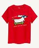 Guugly Wuugly Super Soft Combed Compact Cotton Knit Half Sleeves Dog Printed Skin Friendly Tee - Red