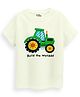 Guugly Wuugly Super Soft Combed Compact Cotton Knit Half Sleeves Vehicle Printed Skin Friendly Tee - Off White