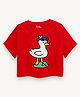 Guugly Wuugly Super Soft Combed Compact Cotton Knit Half Sleeves Skin Friendly Duck Printed Crop Top -Red