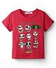 Noddy Knitted Half Sleeves Skull Printed Tee - Red