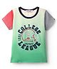 Noddy Knitted Half Sleeves Typography Printed Ombre Tee - Green