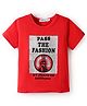 Noddy Knitted Half Sleeves Pass The Fashion Text Printed Tee - Red