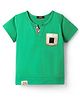 Noddy Knitted Half Sleeves Embroidered Patch Detailed Tee - Green