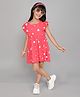Little Angels Cotton Frill Sleeves Space Theme Printed Dress - Neon Pink