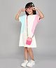 Little Angels Cotton Half Sleeves Colour Blocked Dress - Cream