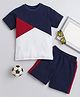 Little Angels Cotton Half Sleeves Cut & Sew Tee & Shorts Set - Navy Blue