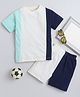 Little Angels Cotton Half Sleeves Cut & Sew Tee & Shorts Set - Navy Blue