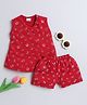 Little Angels Cotton Sleeveless Wild Text Printed Cordinating Tee & Shorts Set - Red