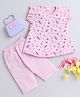 Little Angels Cotton Sleeveless Space Theme Printed Top & Capri Set - Pink