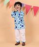 Mama & Peaches Cotton Full Sleeves Evil Eye Printed Kurta & Pyjama Set - Blue