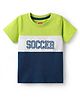 Babyhug Cotton Knit Half Sleeves Cut & Sew T-Shirt with Text Print - Navy Blue Light Green & White