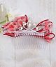 Little Miss Cuttie Stone Embellished Crown Designed Comb Hair Clip - Red