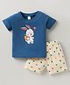 Tango Single Jersey Knit Half Sleeves T-Shirt & Shorts with Bunny Print - Navy Blue & Cream