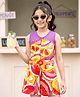 OLLINGTON ST. Cotton Knit Abstract Printed Sleeveless Jumpsuit with Fabric Belt - Purple