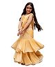 Cutiediva Viscose Sleeveless Floral Embroidered & Sequins Embellished Ready To Wear Pre Drapped Saree & Choli Set - Beej Cream