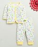 BUMZEE Cotton Full Sleeves Floral Printed Coordinating Jhabla & Joggers Set - White & Yellow
