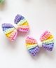Bobbles & Scallops Bow Designed Crocheted Hair Clips - Multi Colour