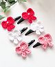 Bobbles & Scallops Set of 3 Bow Crochet Designed Pearls Embellished Snap Clips - Red