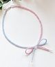 Bobbles & Scallops Bow Applique Detailed Colour Blocked Beaded Choker Necklace - Pink & Blue