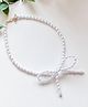 Bobbles & Scallops Bow Designed Pearl Embellished Choker Necklace - White
