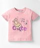 Tango Interlock Knit Half Sleeves T-Shirt with Cat & Cute Text Print - Pink
