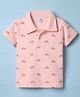 Tango Interlock Knit Half Sleeves Polo T-Shirt with Cycle Print - Pink