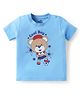 Doodle Poodle 100% Cotton Knit Half Sleeves T-Shirt with Bear Print - Light Blue
