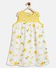 Campana 100% Cotton Woven Sleeveless Sunflowers Printed Dress - White & Yellow