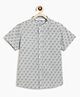 Campana 100% Cotton Woven Half Sleeves Block Printed Shirt - Grey & Blue