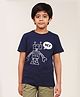 Campana 100% Cotton Knit Half Sleeves Robot Printed T-Shirt - Navy Blue