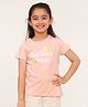 Campana 100% Cotton Knit Half Sleeves Que Sera Sera Printed T-Shirt - Peach