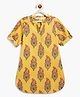 Campana 100% Cotton Three Fourth Sleeves Floral Paisley Printed Kurta - Yellow & Pink