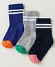 Kookie Kids Socks With Stripe Pack Of 3 - Grey & Blue