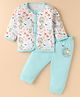 BUMZEE Cotton Knit Full Sleeves Night Suit With Duck Print - White & Blue