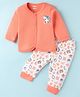 BUMZEE Cotton Knit Full Sleeves Night Suit With Shark Print - White & Peach