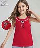 Arias Cotton Knit Sleeveless Solid Color Top With Embellishment on the Neck - Red