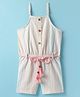 Simply Premium Cotton Woven Sleeveless Jumpsuit With Stripes - White