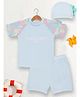 PASSION PETALS Lycra Half Sleeves Excellent Team Text Printed Swimsuit Set - Light Blue