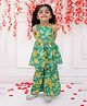 KID1 Cotton Sleeveless Floral Printed & Lace Embellished Sharara Set - Green