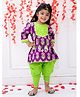 KID1 Cotton Three Fourth Sleeves Floral Motifs Printed Kurta Dhoti Set - Purple & Green